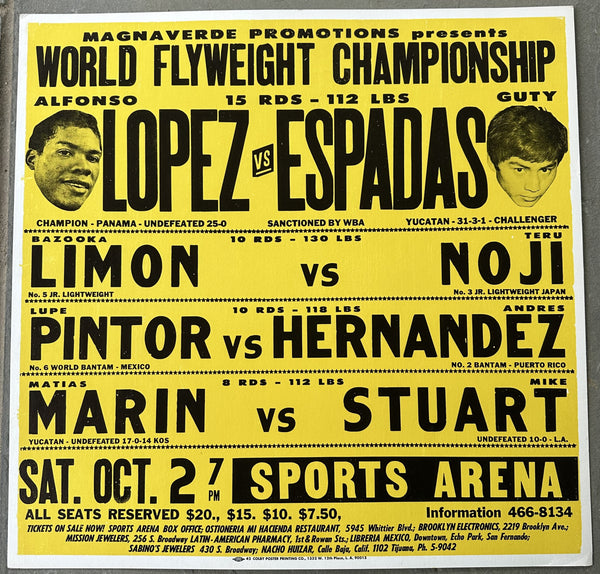 LOPEZ, ALFONSO-GUTY ESPADAS & RAFAEL "BAZOOKA" LIMON-TERU NOJI & LUPE PINTOR-ANDRES HERNANDEZ ON SITE POSTER (1976)