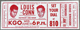 LOUIS, JOE-BILLY CONN II FULL RADIO ADVERTISING RINGSIDE TICKET (1946)