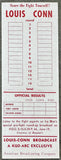 LOUIS, JOE-BILLY CONN II FULL RADIO ADVERTISING RINGSIDE TICKET (1946)