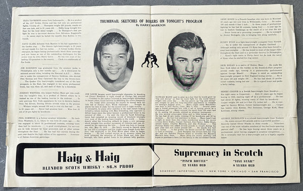 LOUIS, JOE-NATHAN MANN OFFICIAL PROGRAM (1938)