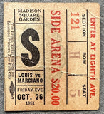MARCIANO, ROCKY-JOE LOUIS ON SITE TICKET STUB (1951)