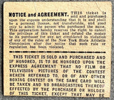 MARCIANO, ROCKY-JOE LOUIS ON SITE TICKET STUB (1951)
