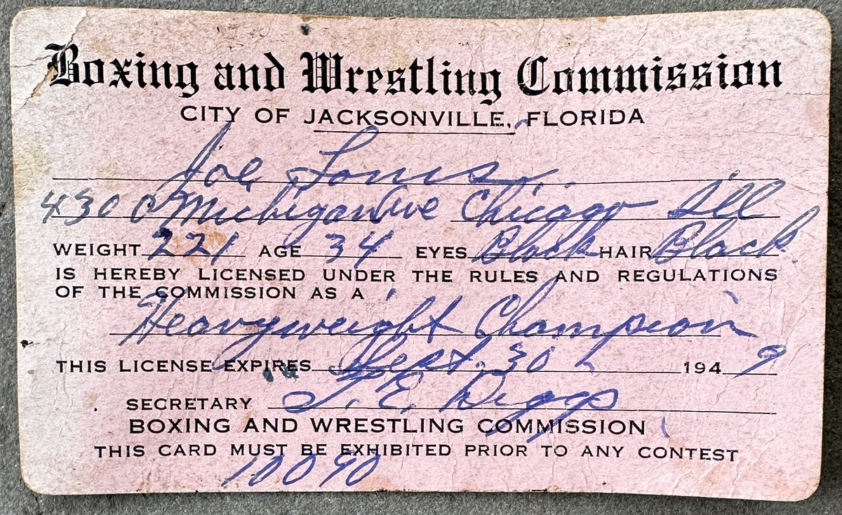 LOUIS, JOE PROFESSIONAL BOXING LICENSES (1948-49) – JO Sports Inc.