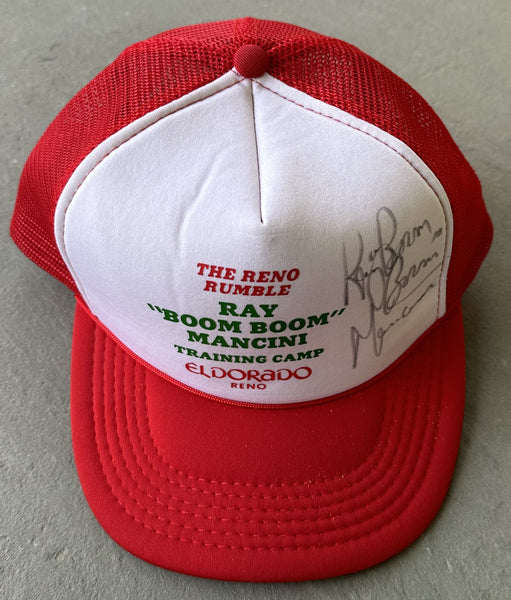 MANCINI, RAY "BOOM BOOM" SIGNED TRAINING CAMP HAT (1984-CHACON FIGHT)