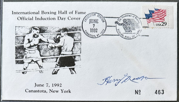 MARKSON, HARRY SIGNED BOXING HALL OF FAME FIRST DAY ENVELOPE (1992)