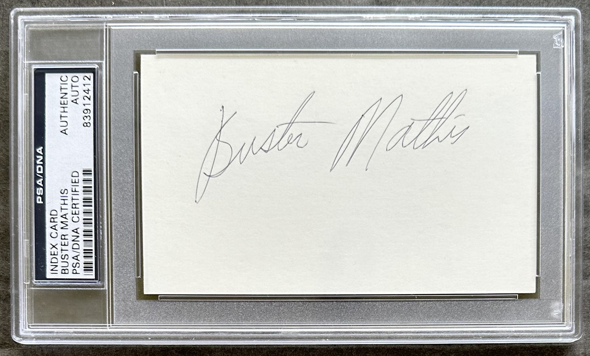 MATHIS, BUSTER INK SIGNED INDEX CARD (PSA/DNA) – JO Sports Inc.
