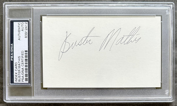 MATHIS, BUSTER INK SIGNED INDEX CARD (PSA/DNA)