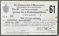 MATTHEWS, EARL "KID" BOXING LICENSE (1961)