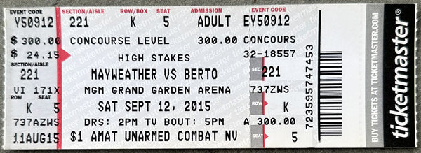 MAYWEATHER, JR., FLOYD-ANDRE BERTO ON SITE FULL TICKET (2015)