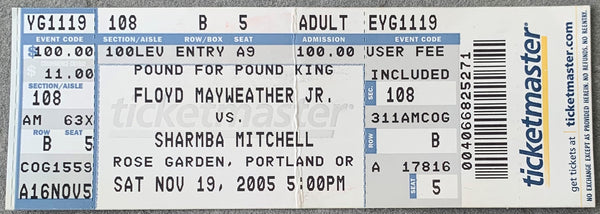 MAYWEATHER, JR., FLOYD-SHARMBA MITCHELL ON SITE FULL TICKET (2005)