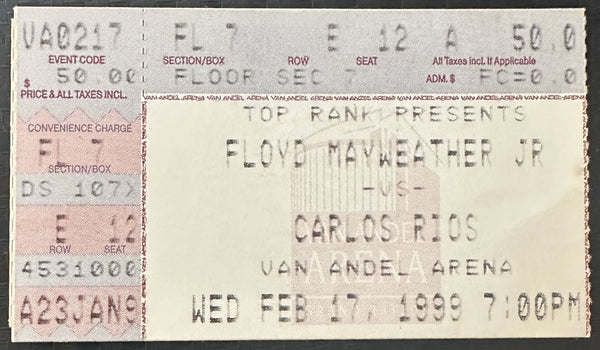 MAYWEATHER, JR., FLOYD-CARLOS RIOS STUBLESS TICKET (1999)