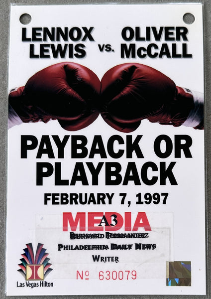 LEWIS, LENNOX-OLIVER MCCALL II PRESS CREDENTIAL (1997)
