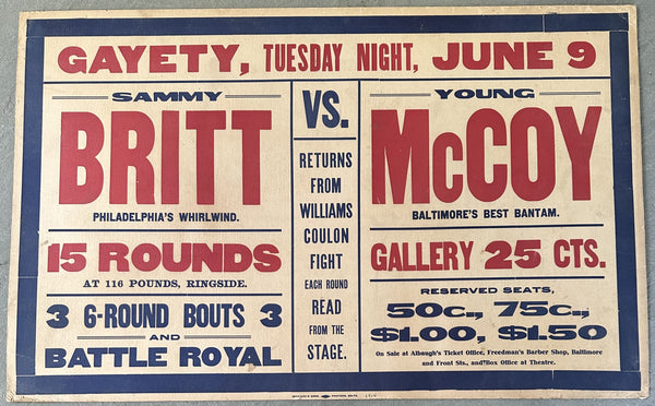 MCCOY, YOUNG KID-SAMMY BRITT ON SITE POSTER (1914)