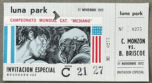 MONZON, CARLOS-BENNIE BRISCOE FULL TICKET (1972)