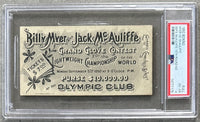 MCAULIFFE, JACK-BILLY MYER ON SITE FULL TICKET (1892-PSA/DNA VG-EX 4))