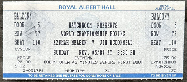 NELSON, AZUMAH-JIM MCDONNELL ON SITE FULL TICKET (1989)