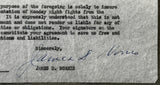 NORRIS, JAMES SIGNED LETTER (TO TEDDY BRENNER-1956)