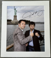 PACQUIAO, MANNY & OSCAR DE LA HOYA SIGNED LARGE FORMAT PHOTOGRAPH