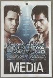 PACQUIAO, MANNY & OSCAR DE LA HOYA SIGNED MEDIA CREDENTIAL (2008)