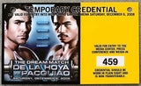 PACQUIAO, MANNY-OSCAR DE LA HOYA TEMPORARY CREDENTIAL (2008)