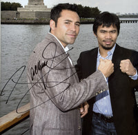PACQUIAO, MANNY & OSCAR DE LA HOYA SIGNED LARGE FORMAT PHOTOGRAPH