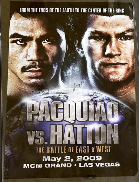 PACQUIAO, MANNY-RICKY HATTON SIGNED ON SITE POSTER (2009-SIGNED BY BOTH)
