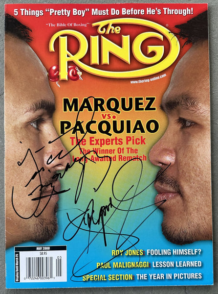 PACQUIAO, MANNY-JUAN MANUEL MARQUEZ II SIGNED RING MAGAZINE (2008-JSA)