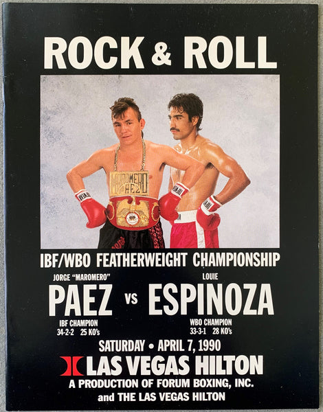 PAEZ, JORGE-LOUIE ESPINOZA OFFICIAL PROGRAM (1990)