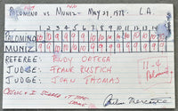 PALOMINO, CARLOS-ARMANDO MUNIZ ORIGINAL SIGNED SCORECARD OF ARTHUR MERCANTE