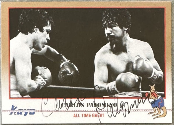 PALOMINO, CARLOS SIGNED KAYO BOXING CARD (1991)