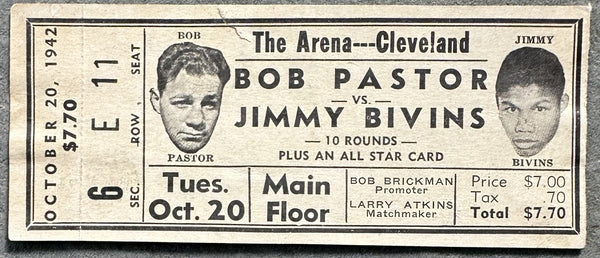 BIVINS, JIMMY-BOB PASTOR II ON SITE STUBLESS TICKET (1942)