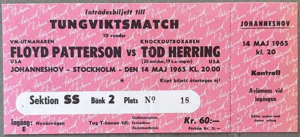 PATTERSON, FLOYD-TOD HERRING FULL TICKET (1965)