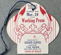 PATTERSON, FLOYD INTERCITY GOLDEN GLOVES WORKING PRESS PASS (1952)