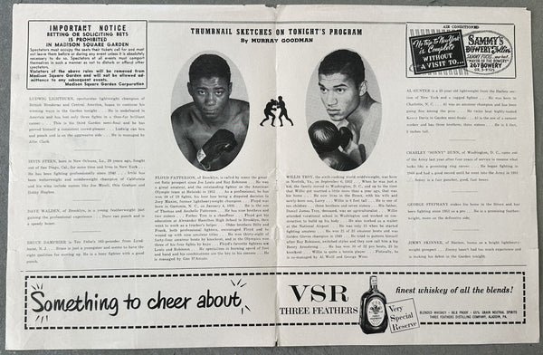PATTERSON, FLOYD-WILLIE TROY OFFICIAL PROGRAM (1955)
