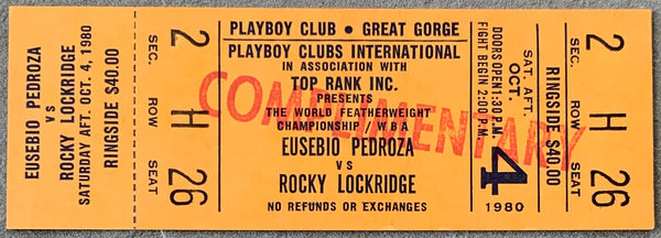 PEDROZA, EUSEBIO-ROCKY LOCKRIDGE ON SITE FULL TICKET (1980)