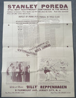 POREDA, STANLEY ORIGINAL PROMOTIONAL POSTER (1932-FOLLOWING CARNERA VICTORY)