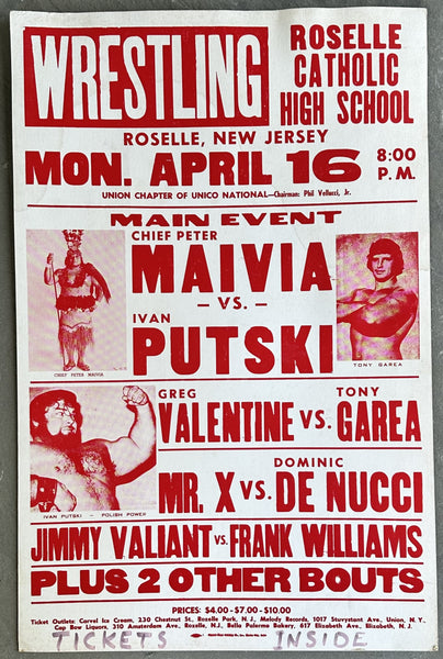 PUTSKI, IVAN-CHIEF PTER MAIVA & GREG VALENTINE-TONY GAREA ON SITE POSTER (1979)