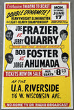 FRAZIER, JOE-JERRY QUARRY II & BOB FOSTER-JORGE AHUMADA CLOSED CIRCUIT POSTER (1974)