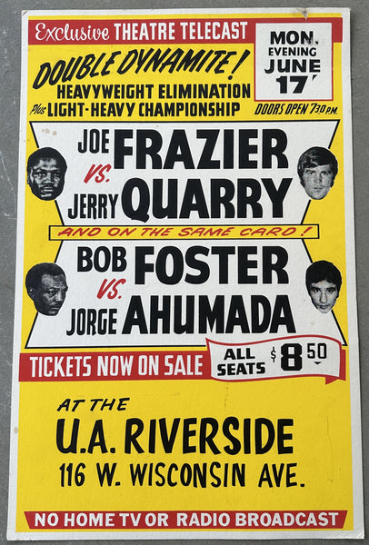 FRAZIER, JOE-JERRY QUARRY II & BOB FOSTER-JORGE AHUMADA CLOSED CIRCUIT POSTER (1974)