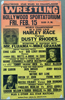ANDRE THE GIANT & COWBOY BILL WATTS-ERNIE LADD & BAD LEROY BROWN & DUSTY RHODES-HARLEY RACE ON SITE POSTER (1980)