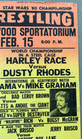 ANDRE THE GIANT & COWBOY BILL WATTS-ERNIE LADD & BAD LEROY BROWN & DUSTY RHODES-HARLEY RACE ON SITE POSTER (1980)