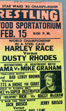 ANDRE THE GIANT & COWBOY BILL WATTS-ERNIE LADD & BAD LEROY BROWN & DUSTY RHODES-HARLEY RACE ON SITE POSTER (1980)