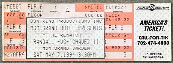 CHAVEZ, JULIO CESAR-FRANKIE RANDALL II ON SITE FULL TICKET (1994)