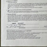 ROACH, FREDDIE SIGNED NEW YORK STATE TRAINERS LICENSE APPLICATION (2018)