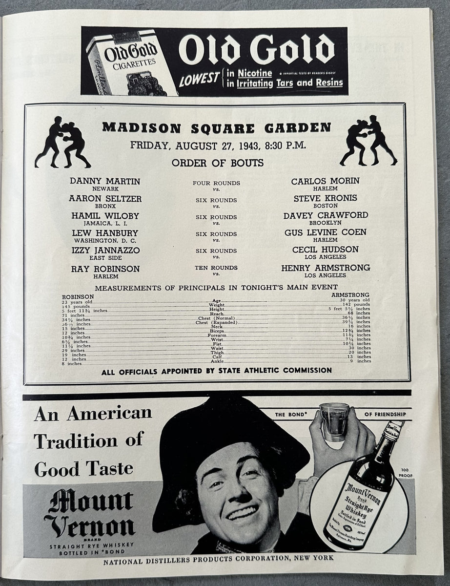 ROBINSON, SUGAR RAY-HENRY ARMSTRONG OFFICIAL PROGRAM (1943) – JO Sports ...