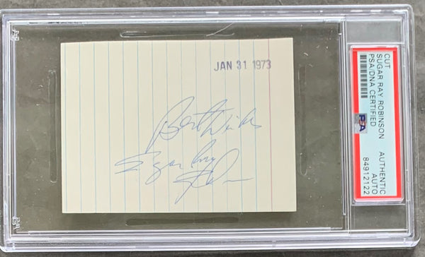ROBINSON, SUGAR RAY INK SIGNATURE (SIGNED IN 1973-PSA/DNA)