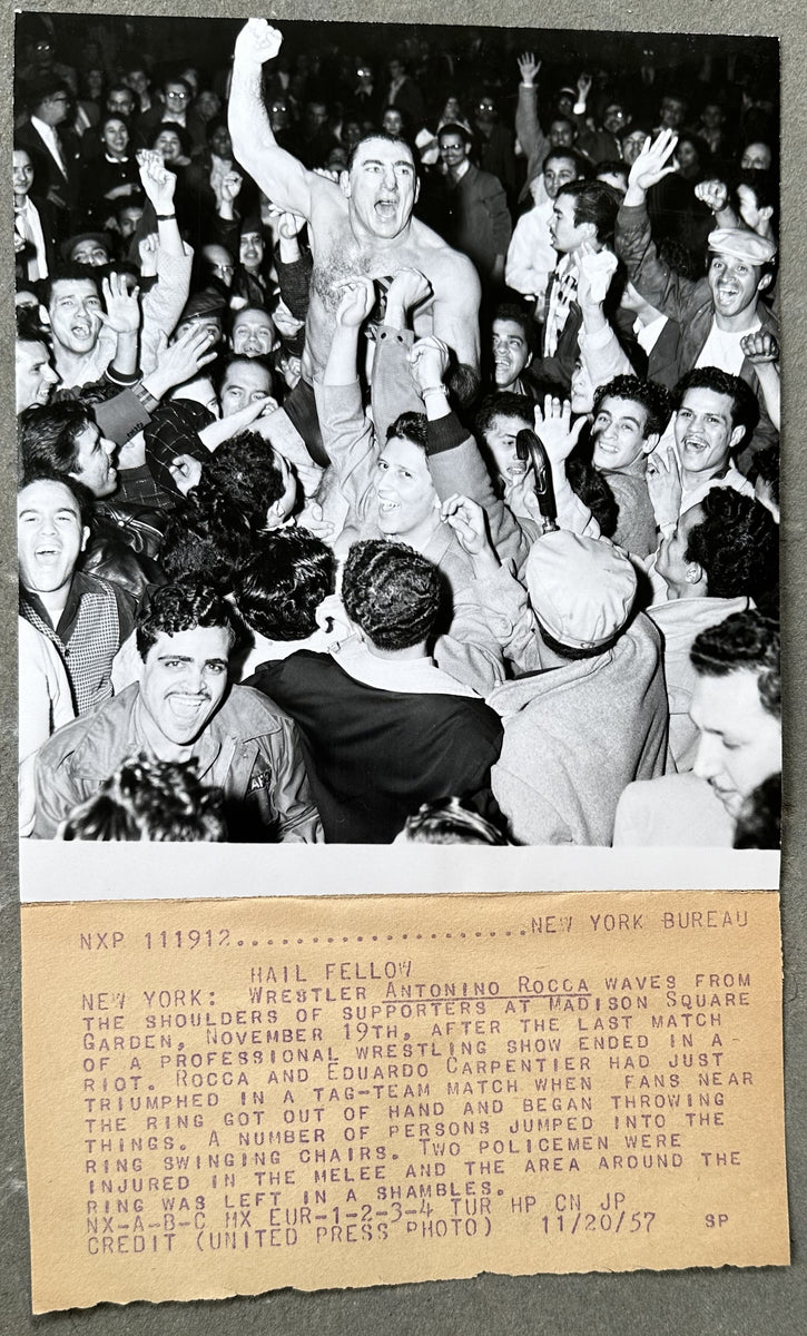 ROCCA, ANTONINO ORIGINAL TYPE 1 WIRE PHOTO (1957-MADISON SQUARE GARDEN ...
