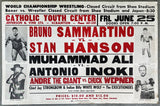 ALI, MUHAMMAD-ANTONIO INOKI & BRUNO SAMMARTINO-STAN HANSEN & CHUCK WEPNER-ANDRE THE GIANT CLOSED CIRCUIT POSTER (1976)