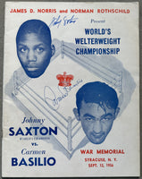 BASILIO, CARMEN-JOHNNY SAXTON SIGNED OFFICIAL PROGRAM (1956-SIGNED BY BOTH)