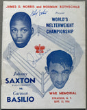BASILIO, CARMEN-JOHNNY SAXTON SIGNED OFFICIAL PROGRAM (1956-SIGNED BY BOTH)